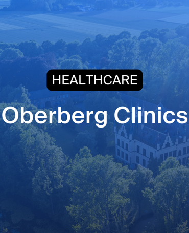 Aerial view of Oberberg Clinics surrounded by forest, illustrating how the healthcare provider improves time tracking, HR controlling and staff scheduling with Timegrip.
